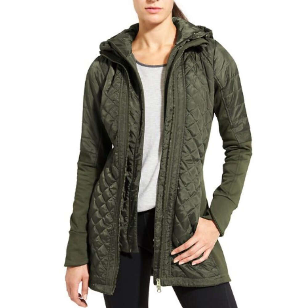 Athleta Forest Green Hooded Puffer Coat